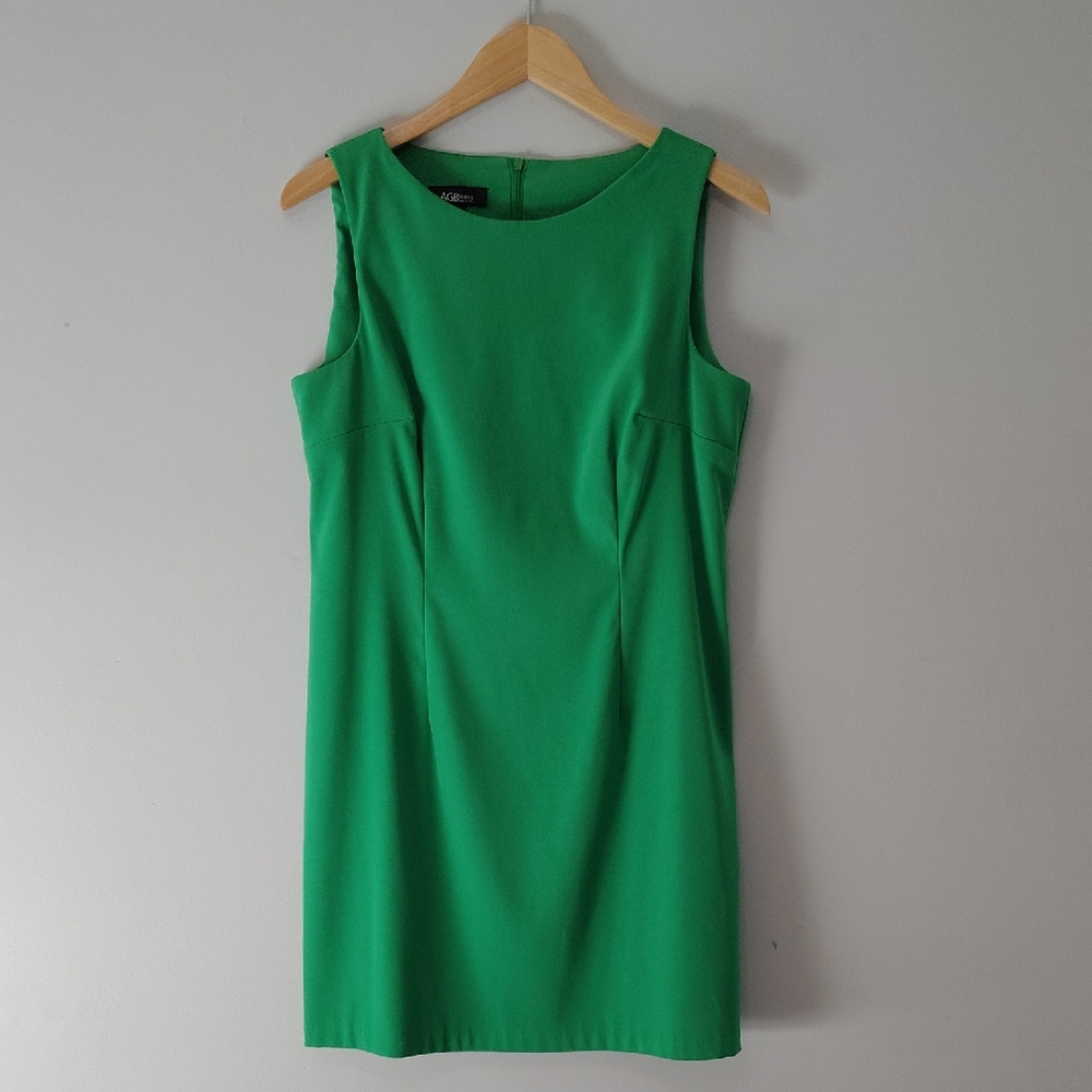 AGB Sleeveless Shift Dress 14P Knee Length Kelly Green Office Career Workwear